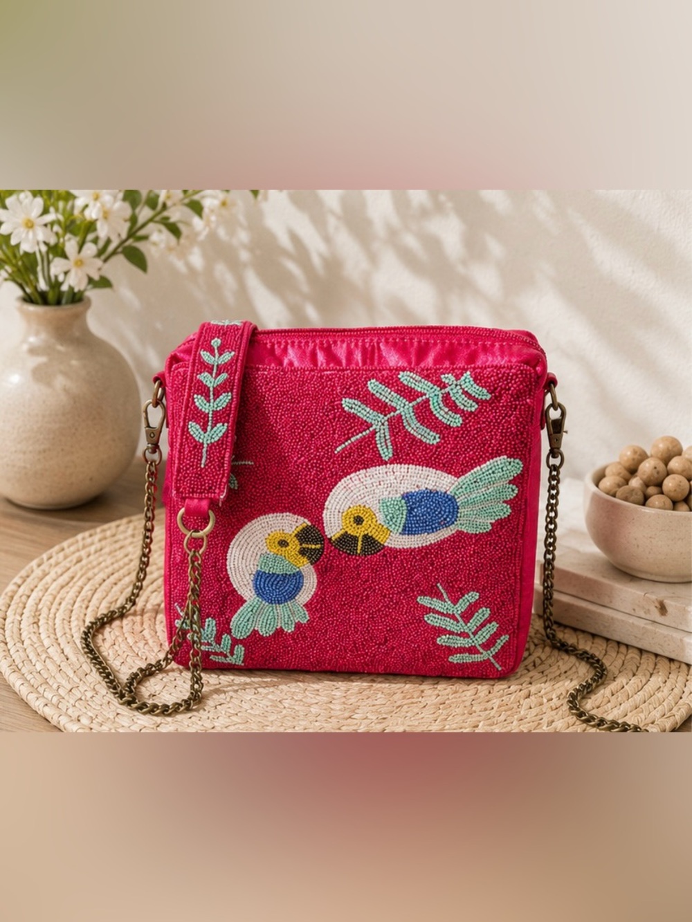 Jane Marie Bye Bye Birdie Beaded Crossbody Bag NWT